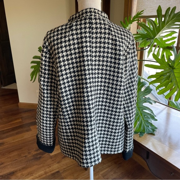 Talbots Wool Blend Black & White Houndstooth Double Face Swing Jacket size XL - Picture 4 of 12